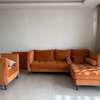 Salon canapé d’angle + fauteuil terracotta thumb 0