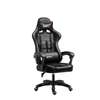 Chaise gamer bureau ergonomique noir blanc avec coussin thumb 3