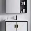 Meuble salle de bain moderne 80x60 cm gris blanc thumb 2