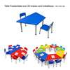 Table trapézoïdale avec 2 chaises semi-métalliques thumb 1