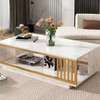 Table basse design marbre blanc et noiredoré thumb 0