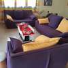 Ensemble canapé violet 3 pièces coussins jaunes et table thumb 0