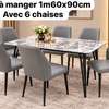 Table à manger avec 6 chaises effet marbre thumb 1