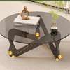 Table basse verre trempé noir ronde thumb 1