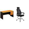 Ensemble bureau bois clair + chaise noire ergonomique thumb 5