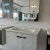 Meuble salle de bain moderne 80x60 cm gris blanc thumb 1
