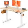Bureau assis-debout réglable bois clair métal blanc thumb 1
