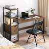 Bureau bois naturel 120x60 cm avec rangements métal thumb 0