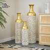 Ensemble 3 vases décoratifs or blanc design moderne thumb 0