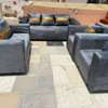 Ensemble canapé 3 places + 2 fauteuils velours gris thumb 1