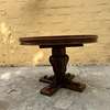 Table ronde bois massif vintage base sculptée thumb 0