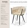 Chaise tressée beige clair dossier design contemporain thumb 1