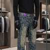 Pantalon homme droit motif graphique gris beige thumb 0