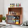 Meuble rangement cuisine bois naturel portes coulissantes thumb 4