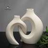 Ensemble 3 vases décoratifs or blanc design moderne thumb 1