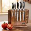 Set couteaux professionnels inox 5 pièces avec support bois thumb 1