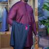Ensemble traditionnel homme bordeaux noir coupe moderne thumb 0