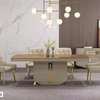 Table salle à manger  6 places beige doré 200cm thumb 1