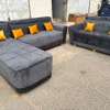 Canapé 9 places gris anthracite coussins jaunes thumb 2