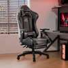Chaise gamer bureau ergonomique noir blanc avec coussin thumb 0