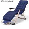 Chaise longue pliable gris avec coussin épais thumb 1