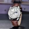BENTAR Montre cuir marron chronographe phase lune thumb 0