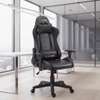 Chaise gamer bureau ergonomique noir blanc avec coussin thumb 7