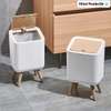 Mini poubelle design blanc et bois compacte thumb 2
