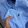 Ralph Lauren chemise Lin bleu rayé col boutonné thumb 3