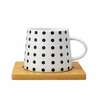 Tasse rayée céramique avec sous-plateau bois naturel thumb 2