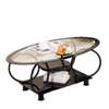 Table basse ovale verre trempé métal noir design thumb 4