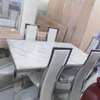 Table marbre noir 6 chaises cuir métal chromé thumb 0