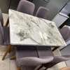 TABLE À MANGER 6PLACES EXTENSIBLE BOIS BLANC MAUVE B50 thumb 0