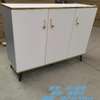 Buffet moderne blanc 100x46x90 cm 3 portes dorées thumb 0