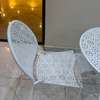 Ensemble table ronde 70cm + 2 chaises métal blanc thumb 1