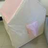 Cabane de jeu enfant pliable tissu blanc toit rose thumb 2