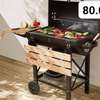 Barbecue charbon mobile avec couvercle ventilé et étagères thumb 1