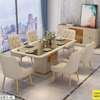 Table salle à manger  6 places beige doré 200cm thumb 0