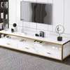 Meuble TV blanc moderne 4 tiroirs 2 portes doré thumb 0