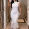 Robe longue rose vif volants grande taille été thumb 4