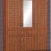 Armoire bois massif marron naturel 4 portes miroir thumb 0