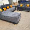 Canapé 9 places gris anthracite coussins jaunes thumb 1