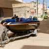 Bateau gonflable 4 places bleu-orange avec rames et gilets thumb 4