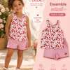 ensemble estival fille 2-6 ans haut pêche short denim thumb 1