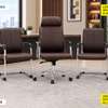 Chaises bureau cuir marron métal chromé thumb 0