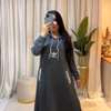 Robe longue sweat noire capuche poches confort thumb 1