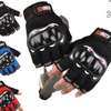 Gants moto demi-doigts cuir noir renforcés thumb 1