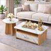 Table basse duo effet marbre 60x80 cm avec tiroir bois thumb 1