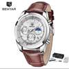 BENTAR Montre cuir marron chronographe phase lune thumb 2