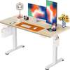 Bureau assis-debout réglable bois clair métal blanc thumb 0
